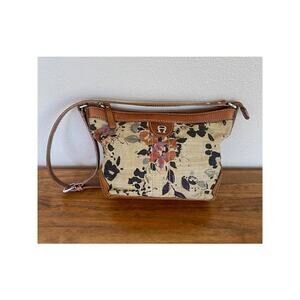 Etienne Aigner Floral Linen and Leather Baguette bag